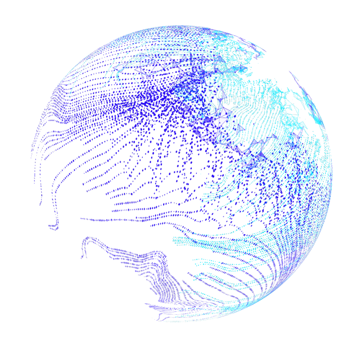 An image of a globe rendered by blue dots