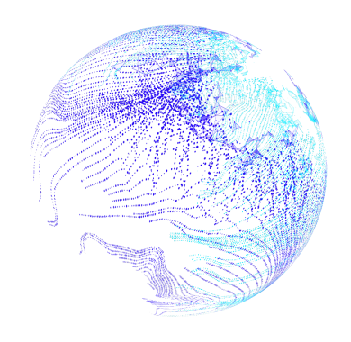An image of a globe rendered by blue dots
