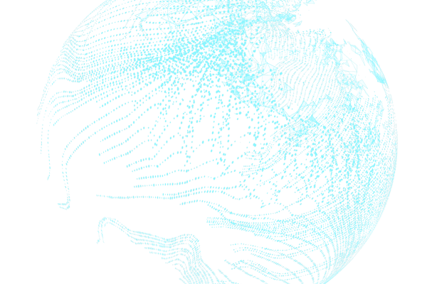 An image of a globe rendered by blue dots
