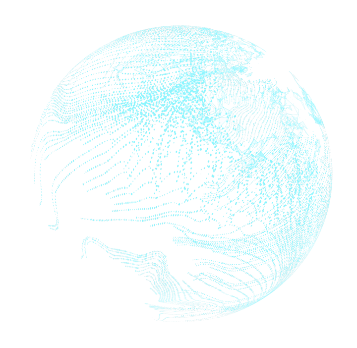 An image of a globe rendered by blue dots