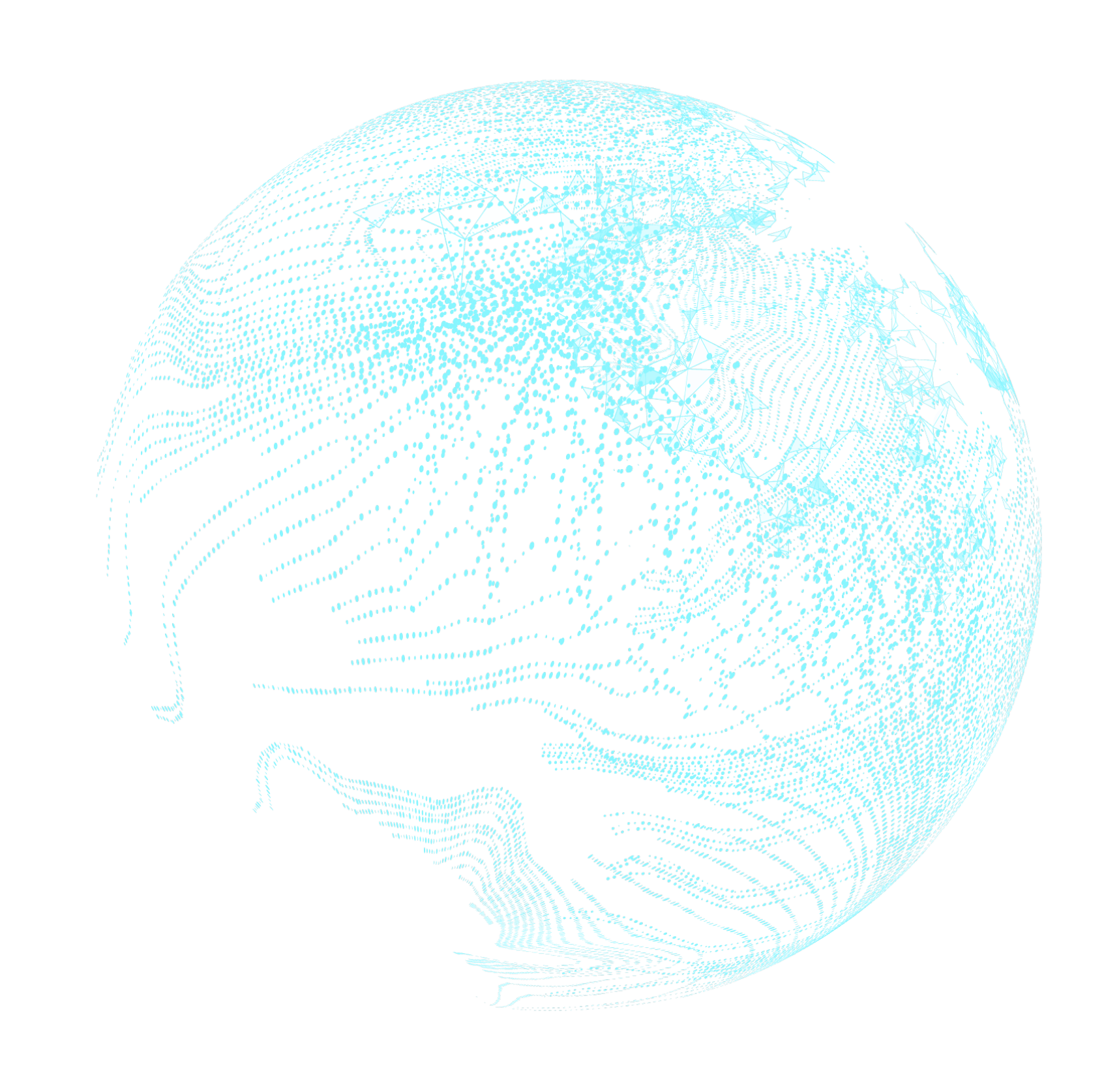 An image of a globe rendered by blue dots