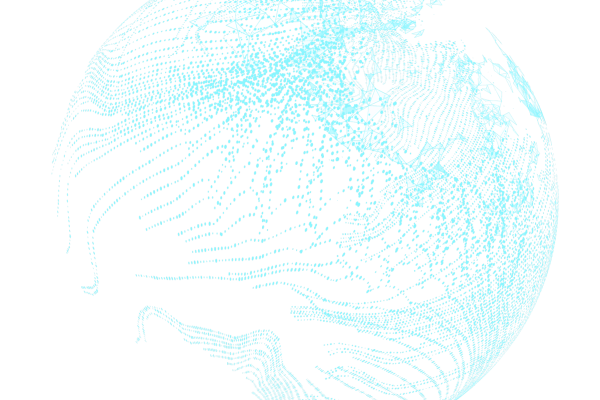 An image of a globe rendered by blue dots