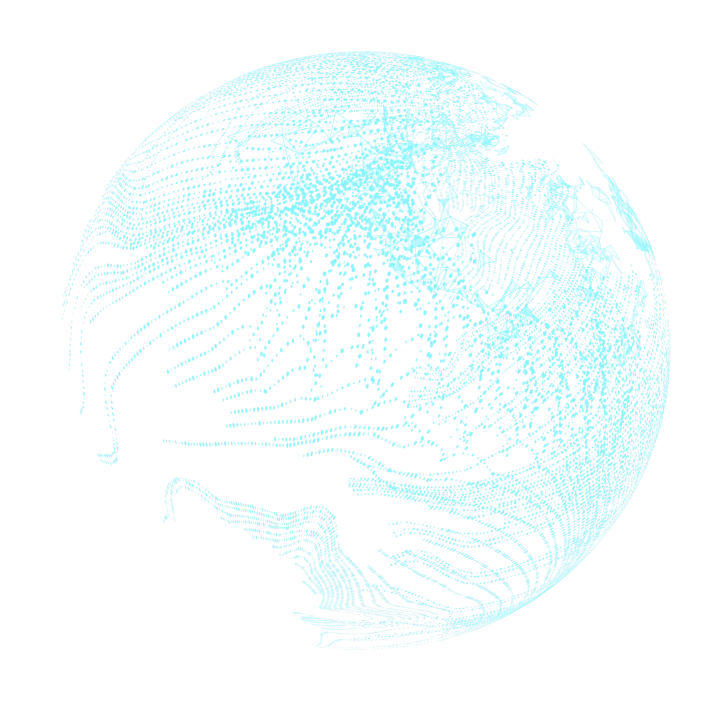 An image of a globe rendered by blue dots