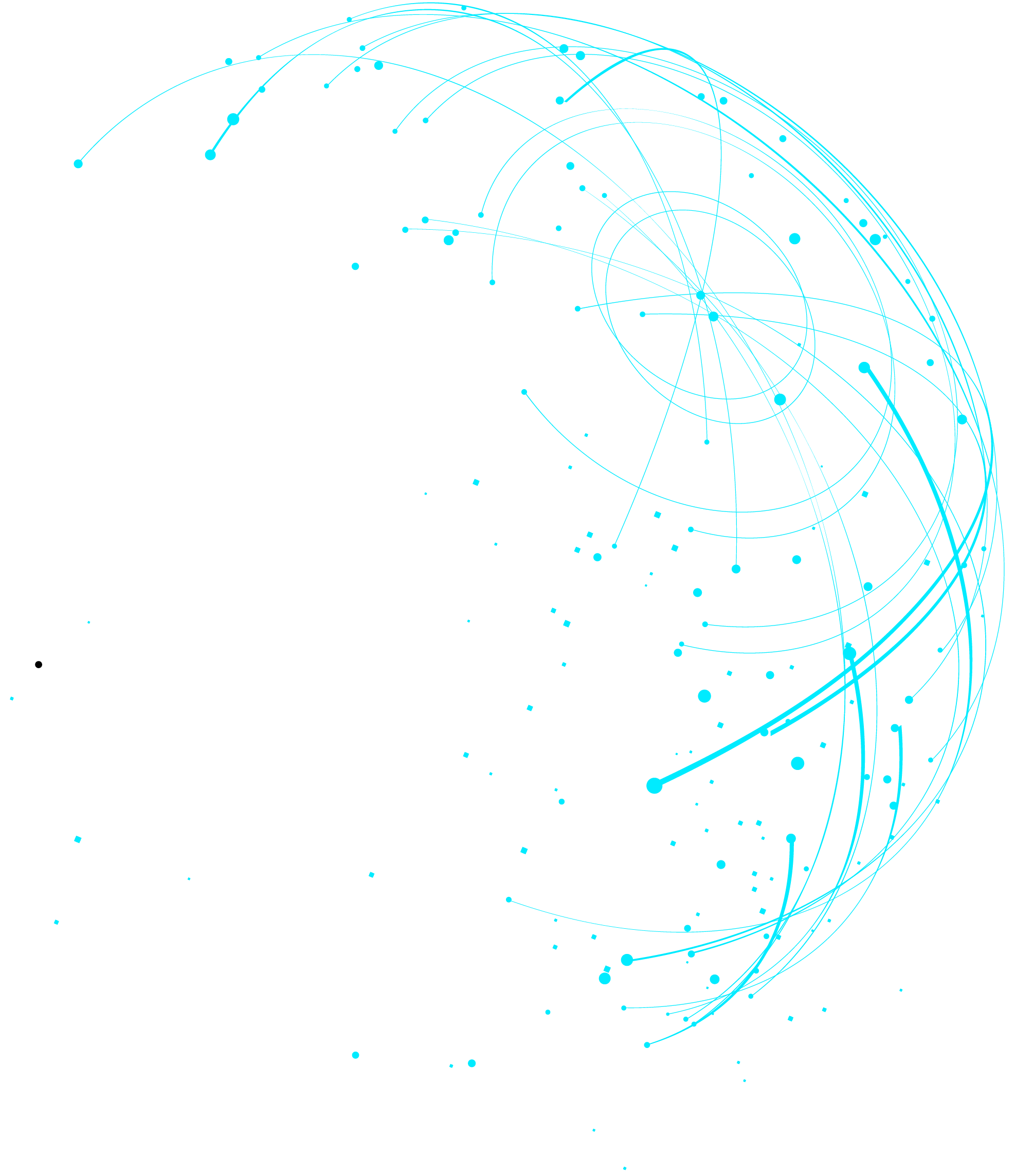 An image of a globe rendered by blue trail lines
