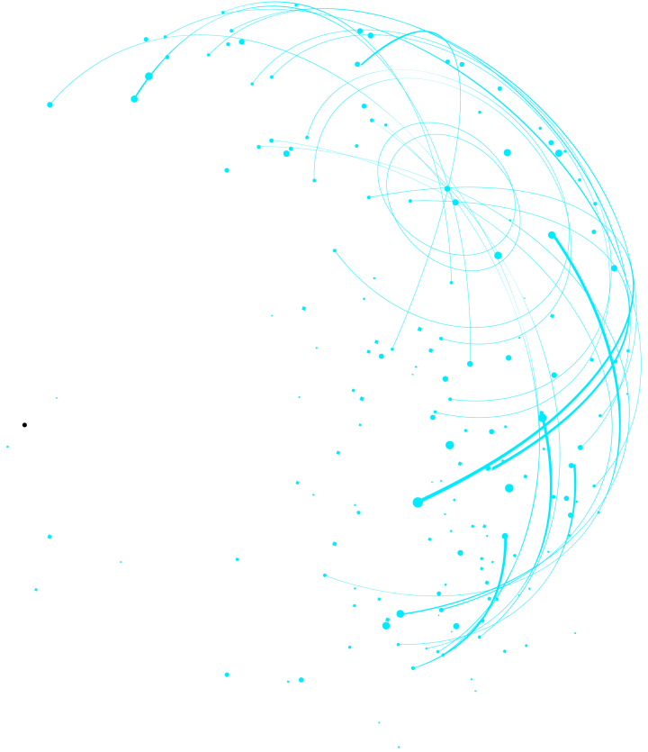 An image of a globe rendered by blue trail lines